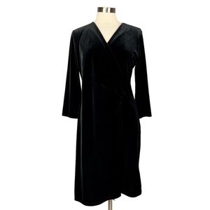 Talbots Black Velvet Dress with Wrap Details
